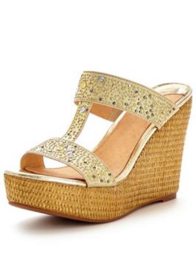 Moda In Pelle Zambelli T-Bar Jewel Wedge Sandal Moda In Pelle Zambelli T-Bar Jewel Wedge Sandal
